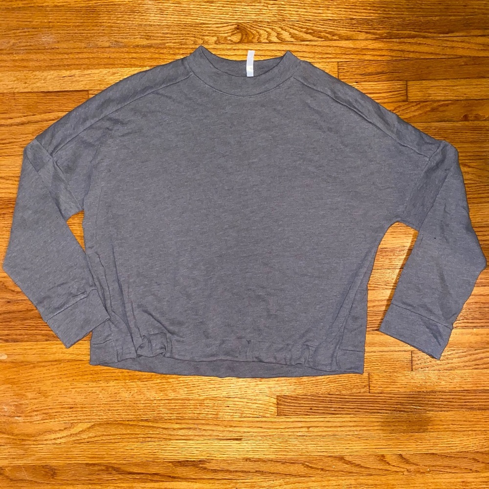 Fabletics Grey Cropped Crewneck Sweatshirt